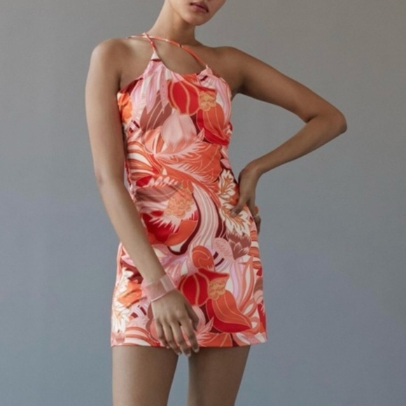 Urban Outfitters Kiss the Sky NWT Strappy Orange Mini Summer Dress Size S - Picture 1 of 11